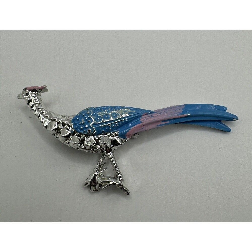 Gerry’s Pheasant Pin Enamel Silver tone Signed Vintage